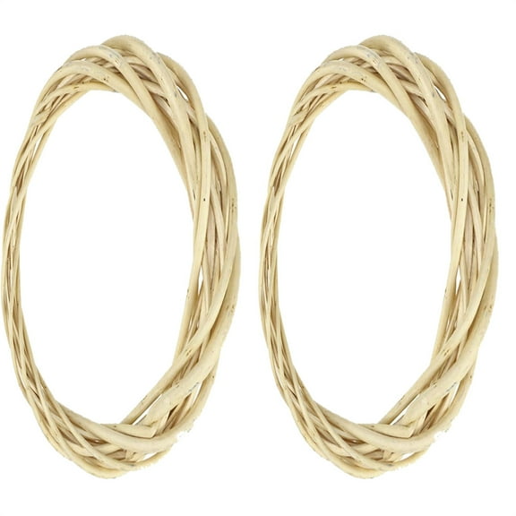 NOGIS 2Pack Grapevine Wreath DIY Crafts Rattan Wreath Wooden Wreath Natural Twigs Wreath for Craft Decor Door House(30cm Wood color)