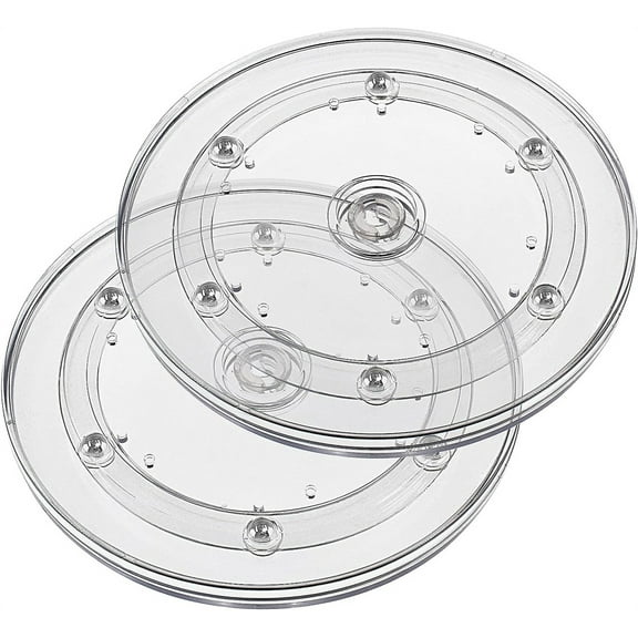 NOGIS 2Pcs 6 Inch Acrylic Turntable Organizer, Rotating Swivel Stand with Steel Ball Bearings for Kitchen Corner Cabinets Spice Rack Cake Decorating-Clear
