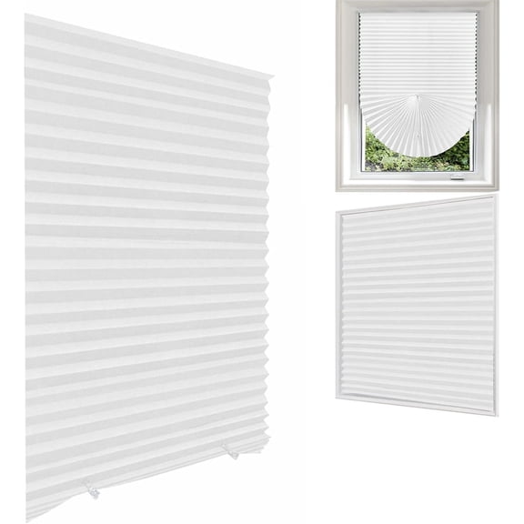 NOGIS 2Pcs Adhesive Blinds for Windows, Waterproof Window Shades for Home, Blackout Pleated Paper Shade, Easy to Cut Temporary Paper Blinds Sun Blocking Shades for Windows (23.6*70.8inch)