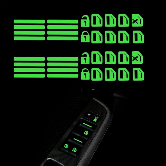 NOGIS 2Pcs Control Switch Luminous Sticker for Car Outer Door Handle Button Switch Panel Night Safety Luminous Decals Glow in Dark Accessories for Car Window Door (Green)