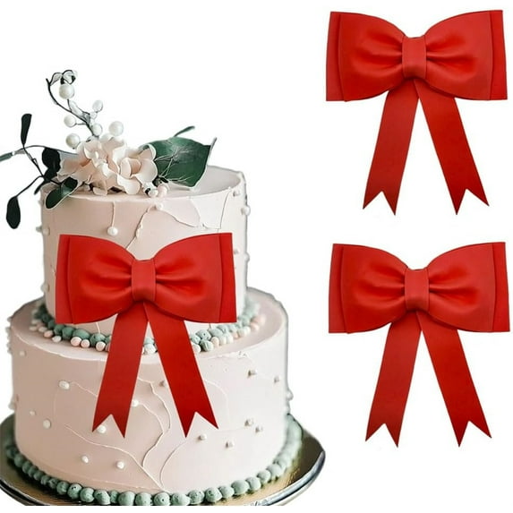 NOGIS 2Pcs Oversized Red Bow Birthday Cake Toppers for Women, EVA Foam Bowknot Cake Decorations Princess Cake Topper Wedding Cake Topper