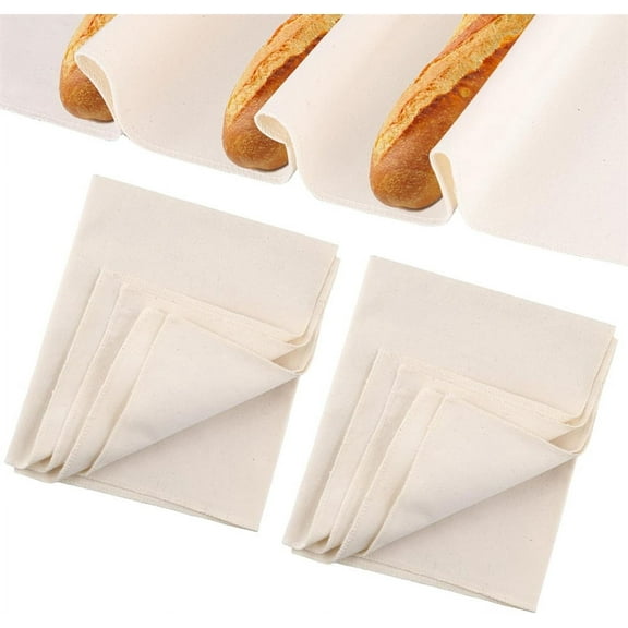 NOGIS 2Pcs Professional Bakers Couche Extra Large 14x18 Inch,Heavy Duty Linen Pastry Proofing Cloth for Bread Dough Baking,Thick Baking Bread Cloth for Baguettes,Loaves