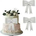 thumbnail image 1 of NOGIS 2Pcs White Oversized Bow Cake Toppers for Girls Bow Cake Decoration Wedding Cake Toppers Cake Decorating Kit for Girl Birthday Wedding Party Cake Decorations, 1 of 7