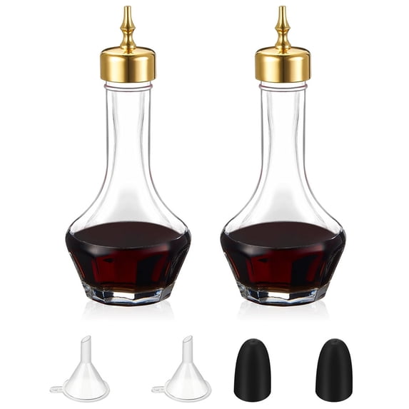 NOGIS 2pcs Bitters Bottle-1.7oz/50ml Dasher Bottles with Gold Dasher Top , Professional Bar Tool for Making Craft Home Bar and Restaurant (Gold)