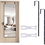Artrylin 2pcs Over The Door Mirror Hanger Adjustable Black Metal Mirror Hooks with Protective Lining Heavy Duty Hook for Mirrors with Holes with 2 Iron Filings