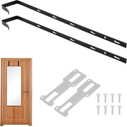 NOGIS 2pcs Over The Door Mirror Hanger, Adjustable Door Mirror Hanger, Five-Hole Over The Doors-Mirrors Hook, Mirrors Doors Hangers with 2 Iron Filings and Screws Black