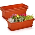 thumbnail image 1 of NOGIS 3 PCS 17 Inch Plastic Flower Window Planter Box, Rectangular Flower Pot Planters with Drainage Holes, Vegetables Flower Growing Container Plant Pot, Red, 1 of 7