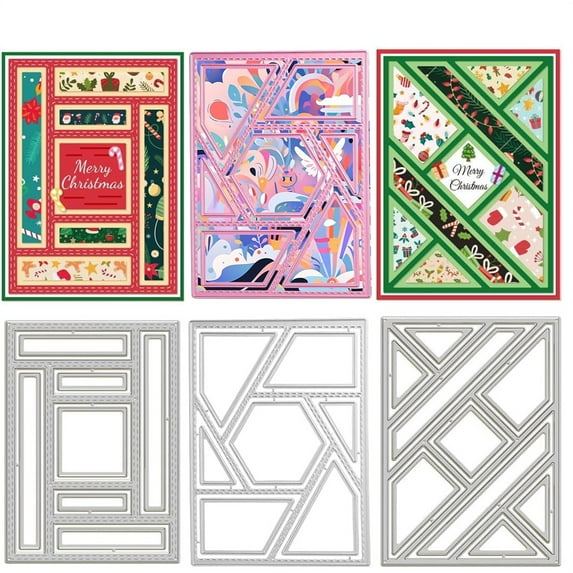 NOGIS 3 PCS Rectangular Die Cuts for Card Making, Frame Scrapbook Metal Cutting Dies Embossing Tools for Card Making Supplies, Paper Album Decor