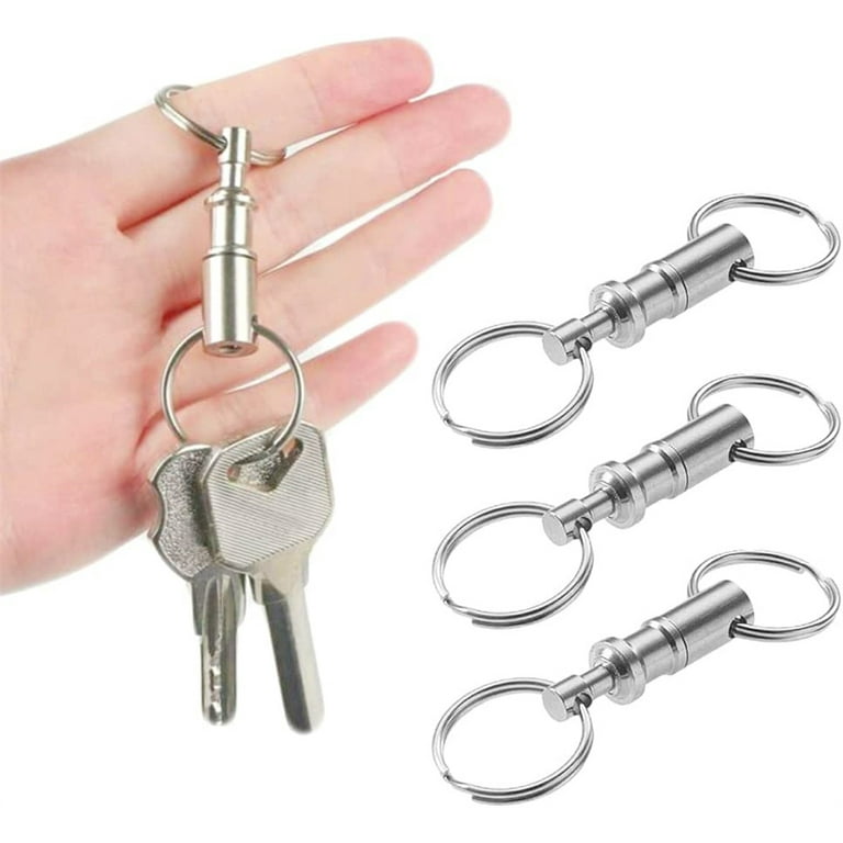 NOGIS 3 Pack Quick Release Detachable Keychain Dual Pull Apart Key Chain  Spring Split Snap Separate Double Key Ring Lock Valet Keys Flashlights DIY