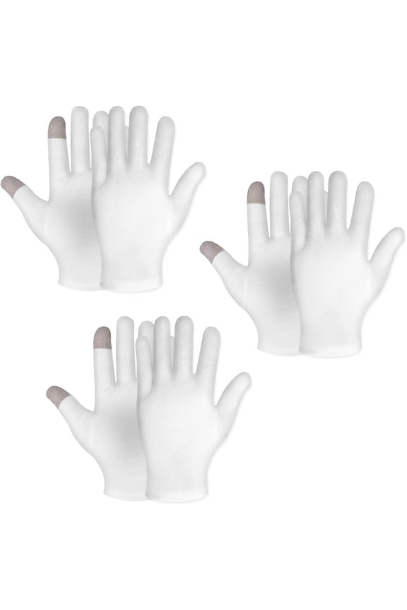 3 Pairs Touch Screen Moisturizing Gloves Cotton Spandex Blend Eczema Gloves Overnight Moisturizing Gloves Cotton Gloves for Dry Cracked Hands Lotion Repair Spa Rough Skin