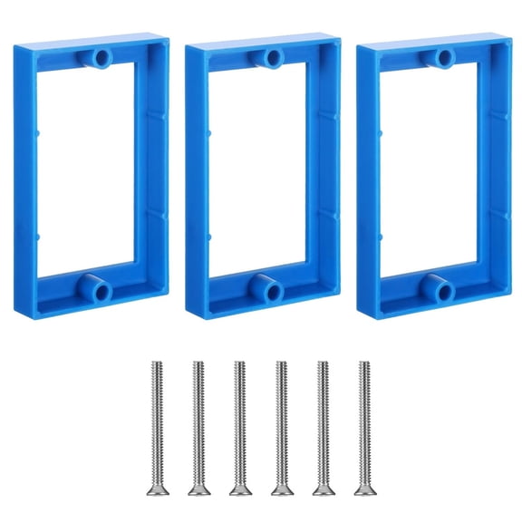NOGIS 3 Pcs 1/2" Single Gang Receptacle Outlet Extenders with 6 Screws - Junction Box Extension Accessories for Electric Box and Outlet Switches (Blue)