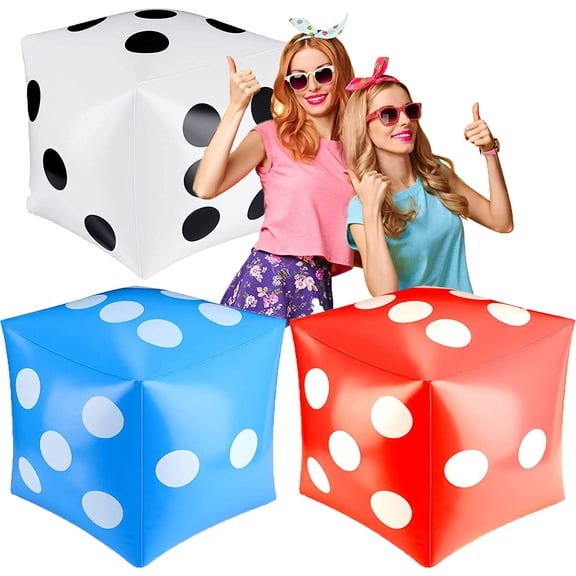 NOGIS 3 Pcs Jumbo Inflatable Giant Dice for Indoor and Outdoor Broad Game, Ludo and Pool Party(White, Blue, Red)