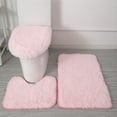 thumbnail image 1 of NOGIS 3 Pcs Bath Rugs Set, Bath Rug + Contour Mat + Toilet Seat Cover, Super Soft Microfiber Water Absorbent and Non-Slip Bathroom Rugs with Point Rubber Backing, Machine Washable (Pink), 1 of 6
