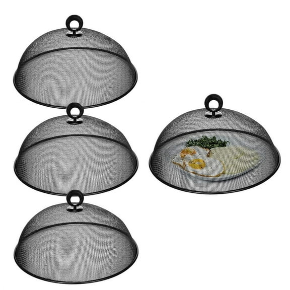 NOGIS 3 Pcs Metal Mesh Food Cover 11.8 Inch Outdoor Mesh Food Tents Dome Screen Plate Covers for Dinner Plates Reusable Fruit Fly Nets Picnic Food Umbrella for BBQ, Camping, Outside Parties