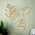 thumbnail image 1 of NOGIS 3 Pieces Wooden Monstera Leaf Wall Decor Boho Art Palm Tree Decoration Rattan Decor Tropical Wall Art Boho Bathroom Wall Decoration Plant Art Wood Wall Decor (Style A), 1 of 7