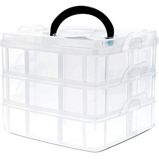 Bins & Things Stackable Craft Storage Container with 18 Adjustable  Compartments - Clear Plastic Small Organizer Box for Beads, Art Supplies,  Sewing & Lego - Craft Organizers and Storage Bins 
