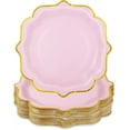 thumbnail image 1 of NOGIS 30 Pcs Scalloped Plates, 8.5 Inch Pink Dessert Paper Plates Cake Plates Disposable Scalloped Paper Plates with Gold Foil Edge Light Pink Plates for Tea Party Baby Shower Birthday, 1 of 7