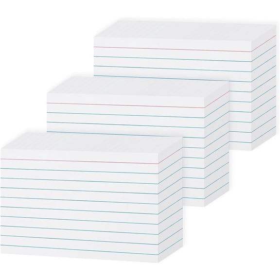 NOGIS 300 Pack 3x5 Lined Note Cards - White Index Cards 3 x 5 Ruled Flash Cards for Studying, Note Taking and To Do List