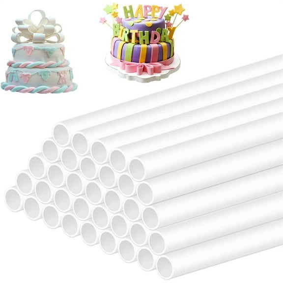 NOGIS 30Pcs Cake Dowels for Tiered Cakes, Cake Supports for Stacking - Wedding Cake Dowels Plastic Cake Dowel Rod White Cake Dowel Rods Cake Straws for Stacking and Supporting (9.5 Inch)