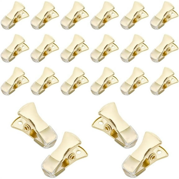 NOGIS 30Pcs Mini Metal Alligator Clips Small Non-Slip Silicone Bulldog Spring Clamps 0.78 x 0.23 Inch Gold Crocodile for Wire Photo Curtain Paper ID Badge Holders Lanyards Glasses Jewelry Home