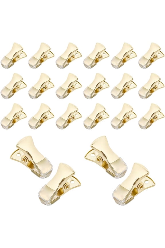 NOGIS 30Pcs Mini Metal Alligator Clips Small Non-Slip Silicone Bulldog Spring Clamps 0.78 x 0.23 Inch Gold Crocodile for Wire Photo Curtain Paper ID Badge Holders Lanyards Glasses Jewelry Home