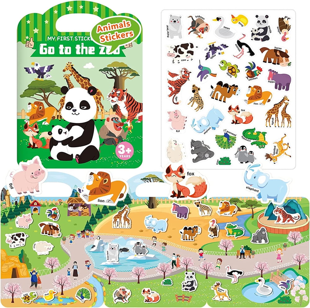 Children Scene Stickers DIY Hand-on Puzzle Reusable Sticker Books Space  Cartoon Animal Cognition Learning Toy Kids Portable Gift