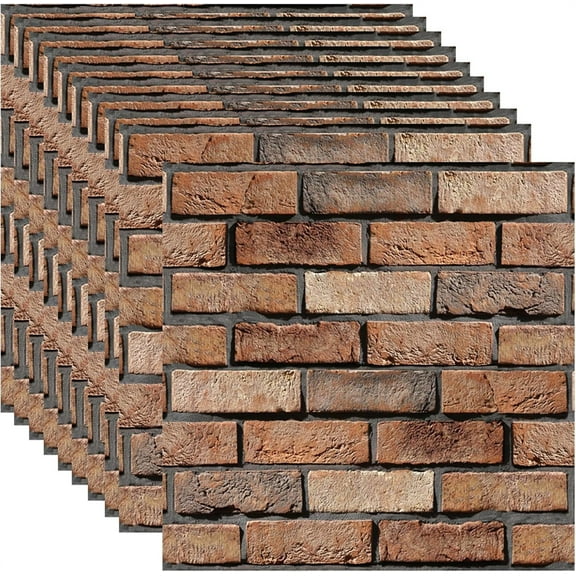 NOGIS 3D Wall Panels Peel and Paste,10 Pcs 3D Brick Wallpaper Peel Waterproof Self Adhesive Decorative Stick Faux Stone Wall Panels for Living Room, Lobby Bedroom Hotel Office Decoration (A)