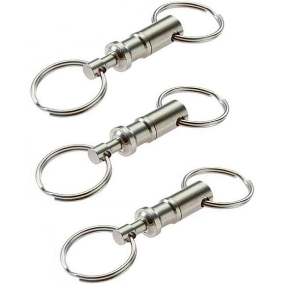 NOGIS 3PCS Pull-Apart Key Rings Keychains-Heavy Duty Dual Key Ring Pull Apart Snap Lock Holder Detachable Pull (Silver)