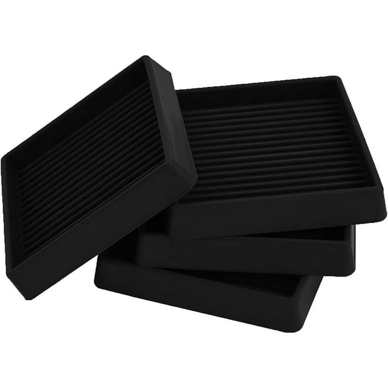 NOGIS 3x3 Black Square Rubber Furniture Caster Cups with Anti Sliding Floor Grip Set of 4 Non Slip Furniture Pads and Floor Protectors for Hardwood