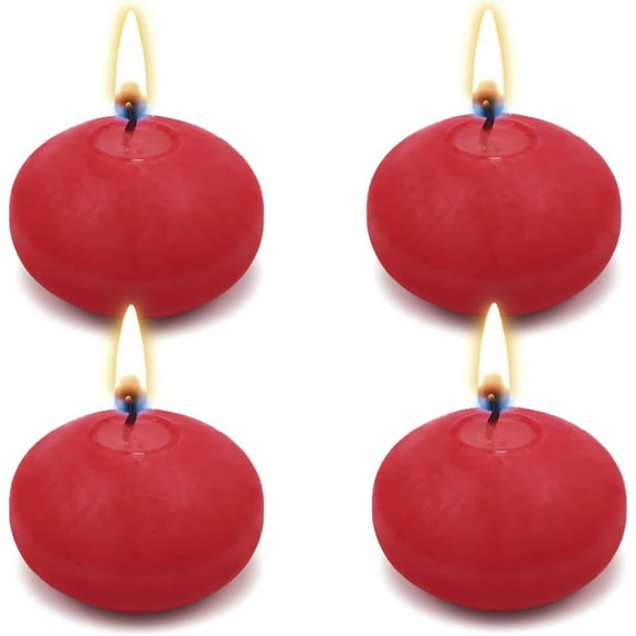 NOGIS 4 PCS Red Floating Candles, Unscented Dripless Wax Discs 1.8 Inch Decorative Floating Candles Mini Candle Floating Discs for Centerpieces, Cylinder Vases, Weddings, Party, Home Decor