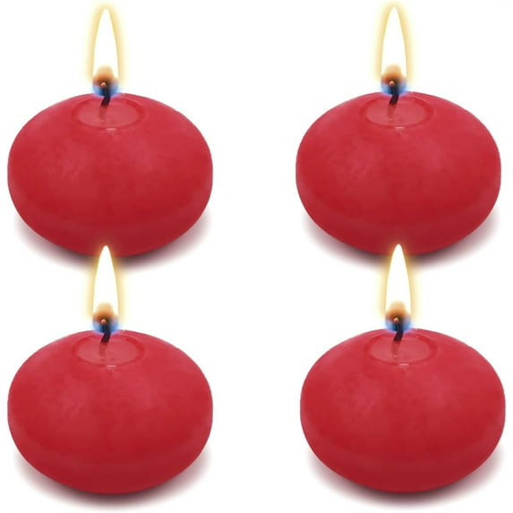 NOGIS 4 PCS Red Floating Candles, Unscented Dripless Wax Discs 1.8 Inch Decorative Floating Candles Mini Candle Floating Discs for Centerpieces, Cylinder Vases, Weddings, Party, Home Decor