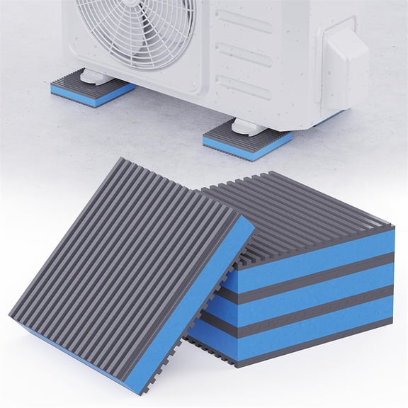NOGIS 4 Pack Anti Vibration Pads 4" X 4" X 7/8" Heavy Duty Vibration Damping Pads,Ribbed Rubber Pads for Air Compressor,Washing Machine,Treadmill,HVAC (Blue)