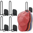 thumbnail image 1 of NOGIS 4-Pack Hat Rack for Wall Hat Organizer, Metal Hat Racks for Baseball Caps, Adhesive Hat Hangers for Wall, Sticky Hat Storage for Baseball Caps, No Drilling Hat Hooks for Closet（Black）, 1 of 7