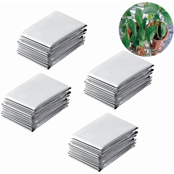 NOGIS 4 Pack Large High Silver Reflective Mylar Film, 83x 63 in, High Reflectivity, Keep Warm, Environmentally Safe, Perfect for Plant Growth, First Aid, Marathon, Camping, Outdoor Survival