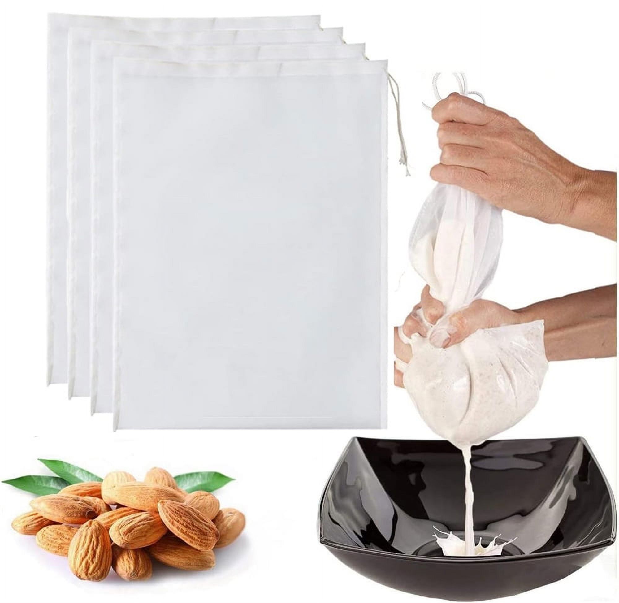 NOGIS 4 Pack Nut Milk Bag,Food Grade Nylon Nut Bag Strainer,7.9 x 11.8