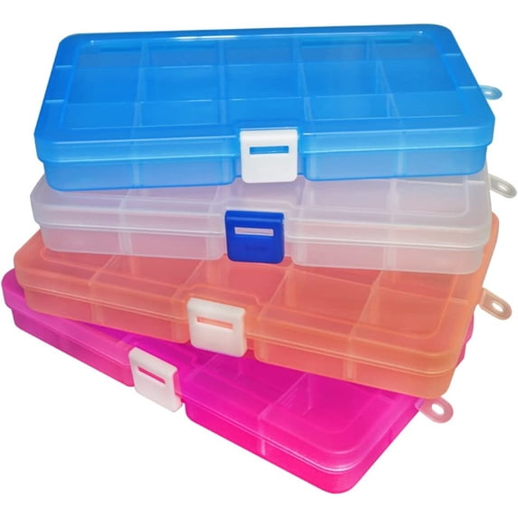NOGIS 4 Pack Plastic Compartment Box with Adjustable Dividers Craft ...