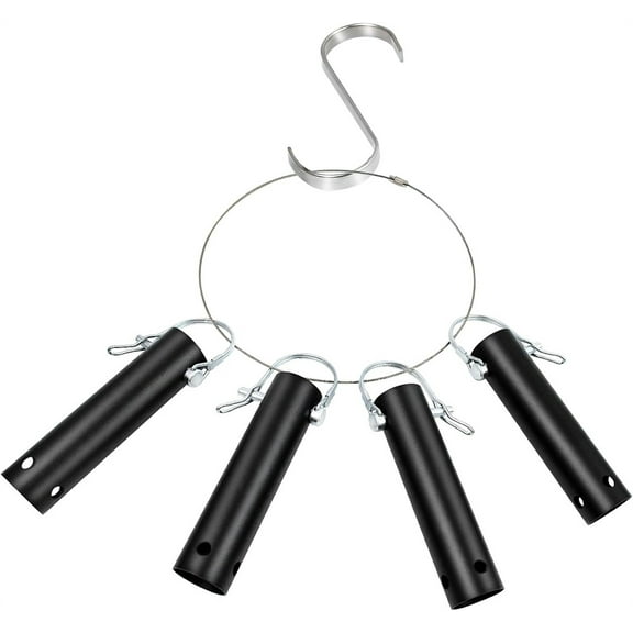 NOGIS 4 Pack Pool Tool Holder and Organizer,Pool Cleaning Equipment Storage with 4 Pool Tool Holder,4 Hooks,Key Chain Loop and S Shaped Hook Easy Storage Cleaning Equipment Storage for Skimmers