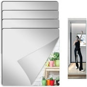 NOGIS 4 Pack Wall Mirror Tiles, 8 x 8 inch Self Adhesive Acrylic Square Mirror, Flexible Mirror Sheets Wall Stickers Frameless Small Mirrors Set for Bathroom Home Gym
