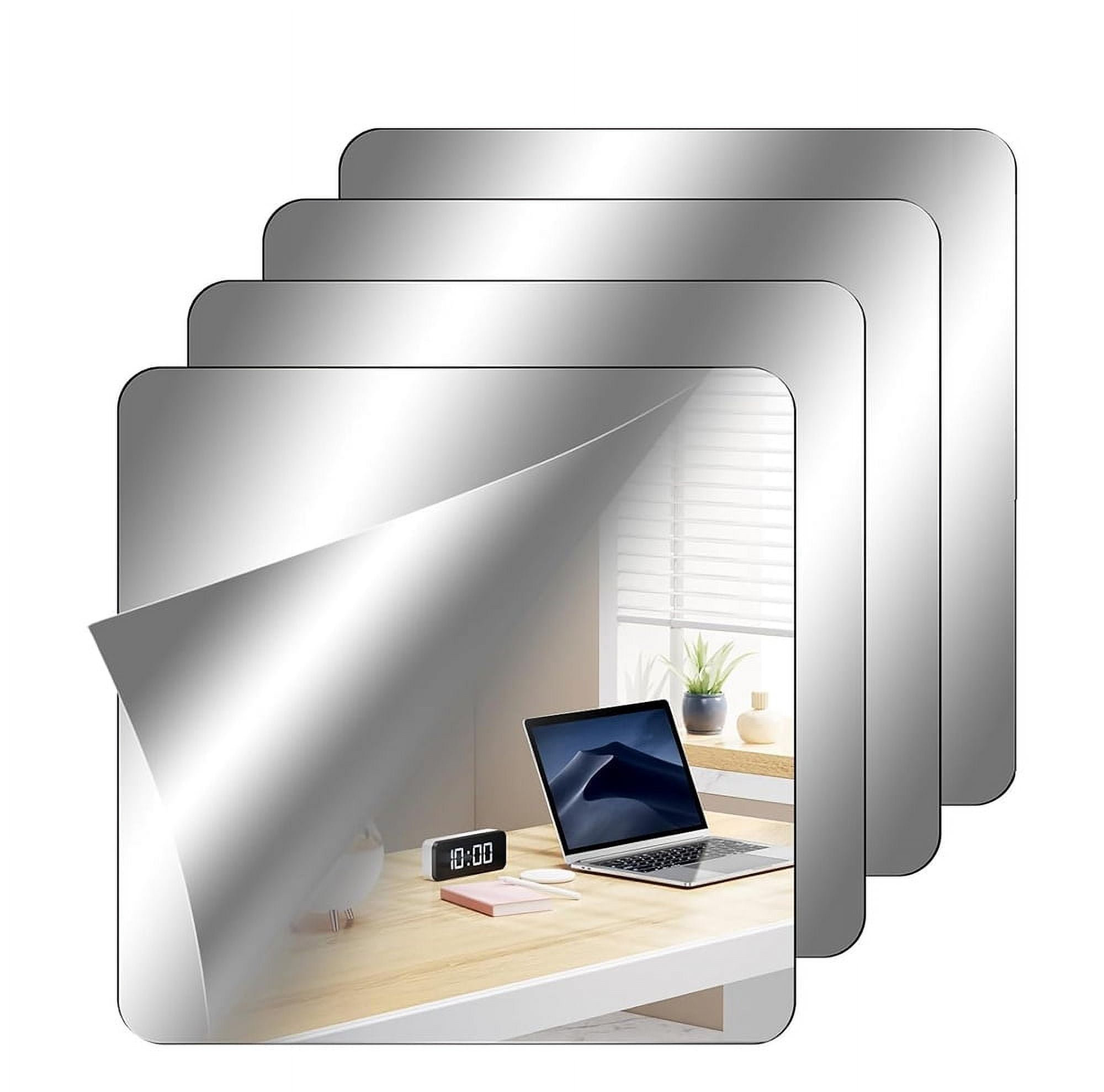 4 Pieces of Flexible Mirror Wall, Acrylic Mirror Sheet, Full Length Mirror Tiles 15cmx25cm, Other