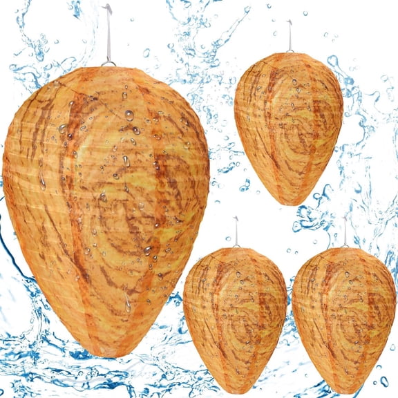 NOGIS 4 Pack Wasp Nest Decoy for Wasps Hornets Yellow Jackets Safe Hanging Wasp Deterrent Hornet Bee Wasp Trap Bags Waterproof Wasp Repellent Fake Cloth Wasp Nest for Home Garden Yard Outdoor