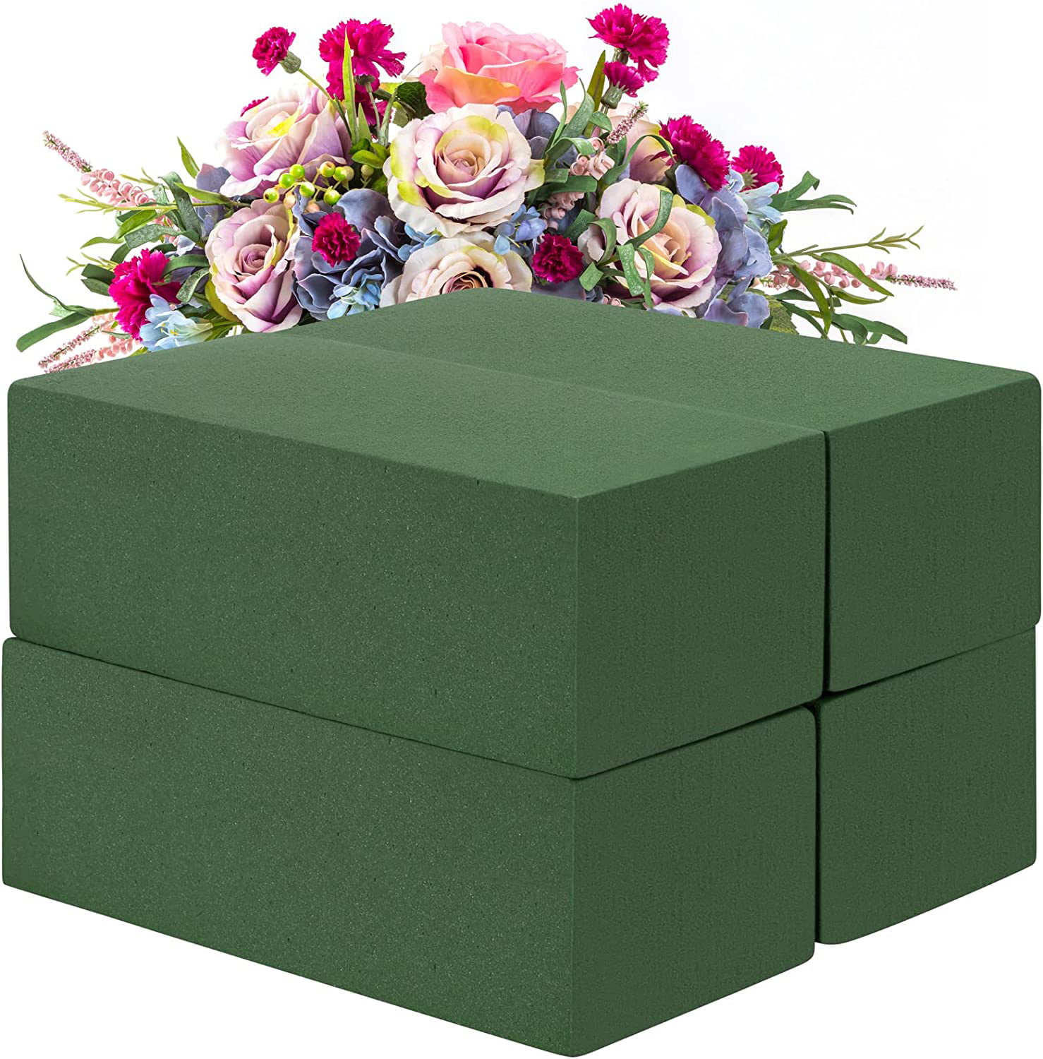 NOGIS 4 Packs Floral Foam Bricks Wet Floral Foam Blocks for Artificial  Flower and Fresh Flower Arrangements Kit, Green Florist Styrofoam Blocks  for