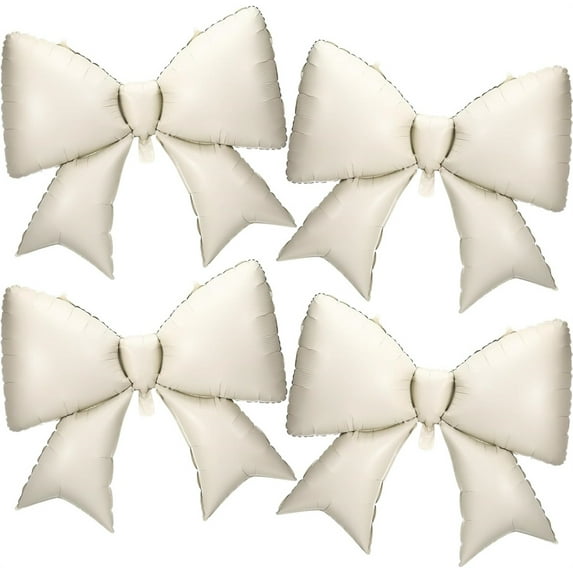 NOGIS 4 Pcs Giant Red Bow Balloons 39 Inch, Coquette Beige Bowknot Ribbons Balloon/Bow-Knot Foil Balloons for Baby Shower Bridal Gender Reveal Girl Party Wall Decor