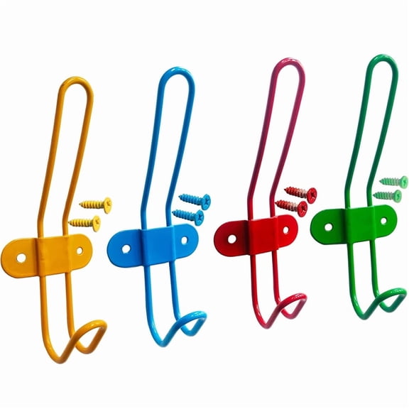 NOGIS 4 Pcs Kids Wall Coat Hooks Children Colorful Wall Mounted Hanger Hooks Rack Hanging Backpack Holder for Boys Girls Jackets Clothes Towels Robes Umbrellas Hats Bedroom Bathroom Playroom