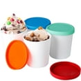 thumbnail image 1 of NOGIS 4 Pieces 6 oz Mini Ice Cream Containers Reusable Freezer Storage Tub with Lids Storage Container for Homemade Ice Cream Dessert Food Freezer Storage, Mixed Color, 1 of 7