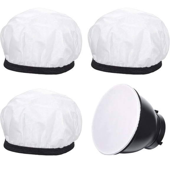 NOGIS 4 Pieces 7 Inches/ 18 cm Standard Diffuser Light Sock Cloth ​White Lampshade Reflector Lamp Sock for Studio Strobe Reflector