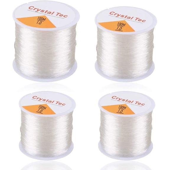 NOGIS 4 Roll 328 FT Clear Elastic Beading Threads, Stretchy Crystal Bracelet String Cords Crystal Rope for DIY Bracelet Beading Jewelry Making (1mm)