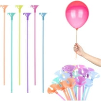 NOGIS 40 PCS 12.6 inch Colorful Balloon Sticks with Cups Plastic Balloon Sticks Holders Long Party Balloon Stick Stand Balloon Bouquet Stand Accessories for Party, Wedding, Anniversary Decor