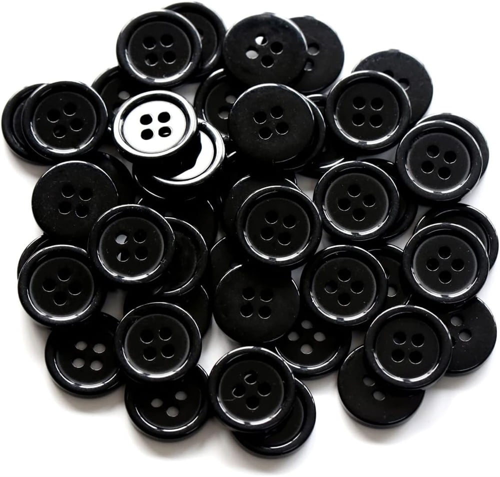 NOGIS 400pcs Round Black Resin Button 18mm 4 Holes Sewing Buttons for Garment DIY Sewing Clothing Accessories
