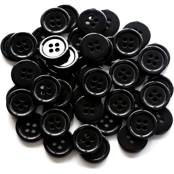 NOGIS 400pcs Round Black Resin Button 18mm 4 Holes Sewing Buttons for Garment DIY Sewing Clothing Accessories