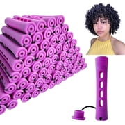 NOGIS 40Pcs Perm Rods Set for Natural Hair Plastic Cold Wave Rods Hair Rollers for Women Heatless Perming Rods Hair Curler for Long Medium Short Hair DIY Hairdressing ToolsPurple, 0.75 Inch